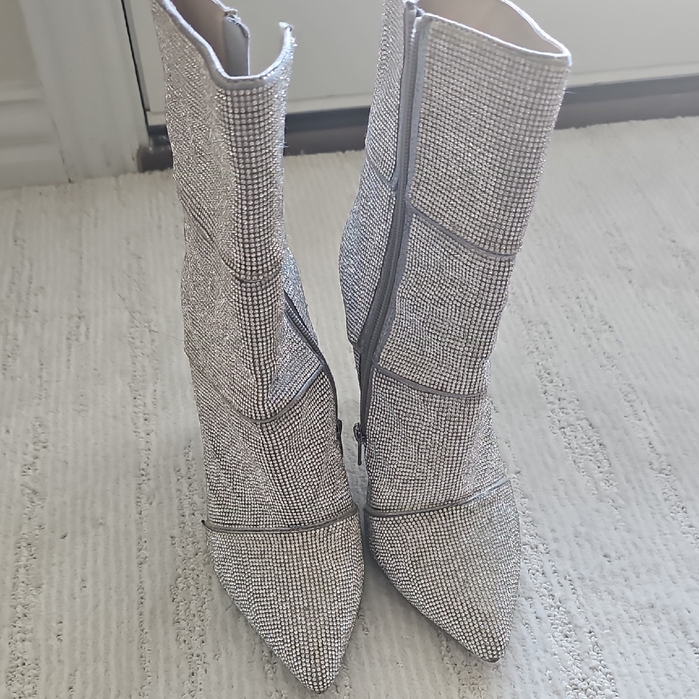 Elegant Silver Heeled Boots for Women